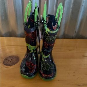 Western Chief Kids Dinosaur Rain Boots - Black and Green